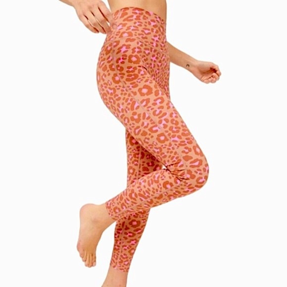 Aerie Offline Goals Hi-Rise 7/8 Leggings- Brown Pink Leopard - Picture 1 of 8